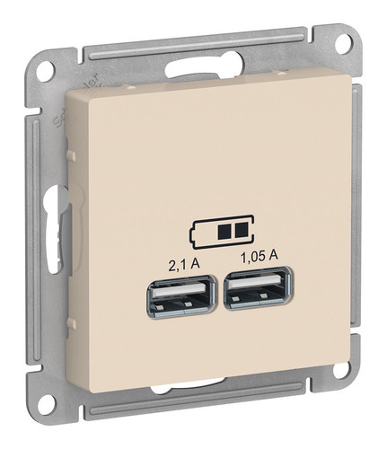 Розетка 2xUSB Systeme Electric ATLASDESIGN, бежевый