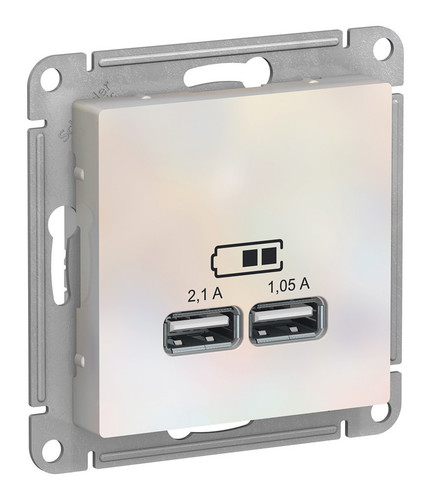 Розетка 2xUSB Systeme Electric ATLASDESIGN, жемчуг