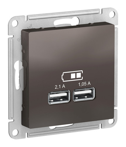 Розетка 2xUSB Systeme Electric ATLASDESIGN, мокко