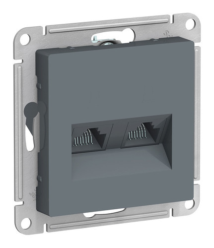 Розетка компьютерная 2xRJ45 Cat.5 Systeme Electric ATLASDESIGN, грифель