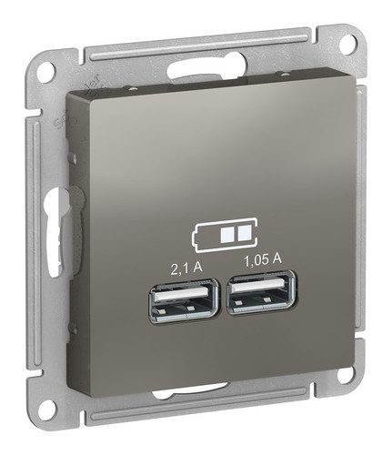 Розетка 2xUSB Systeme Electric ATLASDESIGN, сталь