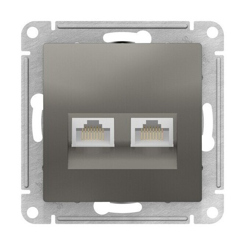 Розетка компьютерная 2xRJ45 Cat.6 Systeme Electric ATLASDESIGN, скрытый монтаж, сталь