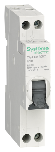 Systeme Electric City9 АВДТ 1П+Н C10 6000A 10мА A 18мм