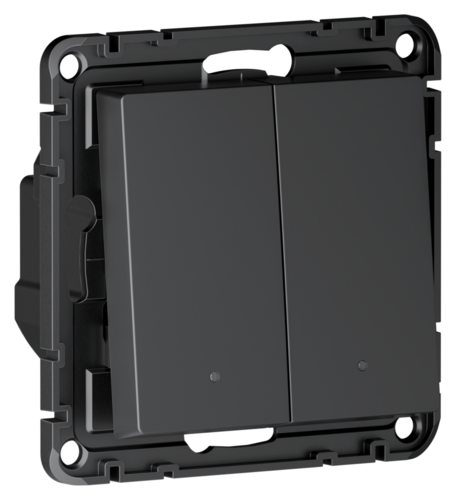 SBER Systeme Electric AtlasDesign Smart Карбон Выключатель 2-кл с опц.нейтралью., Zigbee, сх.1, L(N), 10А, мех.