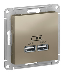 Розетка 2xUSB Systeme Electric ATLASDESIGN, шампань