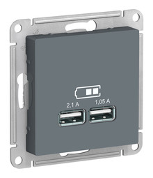 Розетка 2xUSB Systeme Electric ATLASDESIGN, грифель