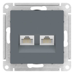 Розетка компьютерная 2xRJ45 Cat.6 Systeme Electric ATLASDESIGN, скрытый монтаж, грифель, ATN000788