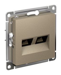 Systeme Electric ATLASDESIGN шампань розетка двойная компьютерная RJ45+RJ45 кат. 6А, механизм