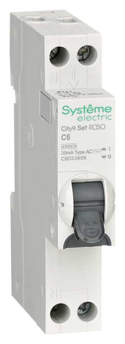 Systeme Electric City9 АВДТ 1П+Н C6 4500A 30мА AC 18мм