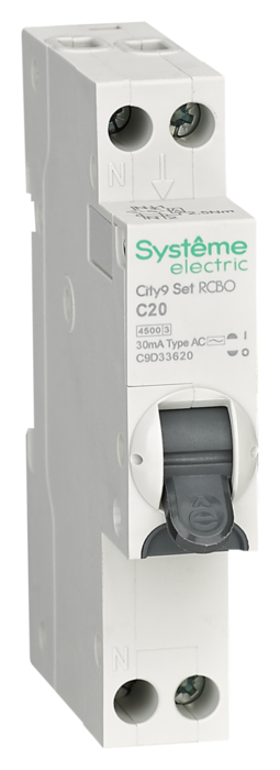 Systeme Electric City9 АВДТ 1П+Н C20 4500A 30мА AC 18мм