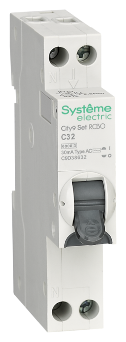 Systeme Electric City9 АВДТ 1П+Н C32 6000A 30мА AC 18мм