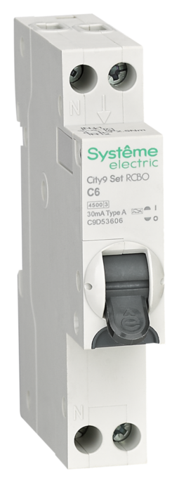 Systeme Electric City9 АВДТ 1П+Н C6 4500A 30мА A 18мм