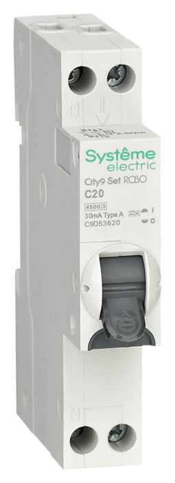 Systeme Electric City9 АВДТ 1П+Н C20 4500A 30мА A 18мм