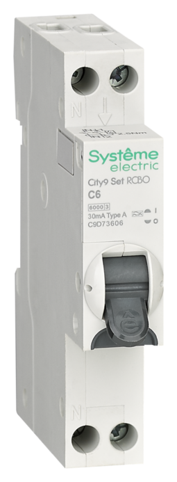 Systeme Electric City9 АВДТ 1П+Н C6 6000A 30мА A 18мм