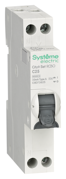 Systeme Electric City9 АВДТ 1П+Н C25 6000A 30мА A 18мм